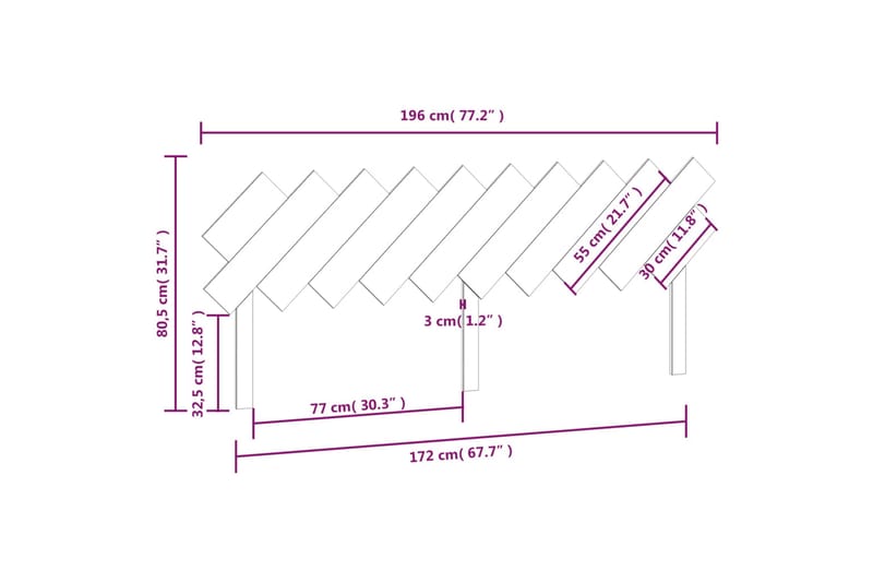 beBasic sengegærde 196x3x80,5 cm massivt fyrretræ gyldenbrun - Brun - Sengegavle