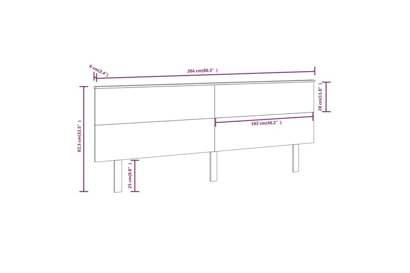 beBasic sengegærde 204x6x82,5 cm massivt fyrretræ - Brun - Sengegavle