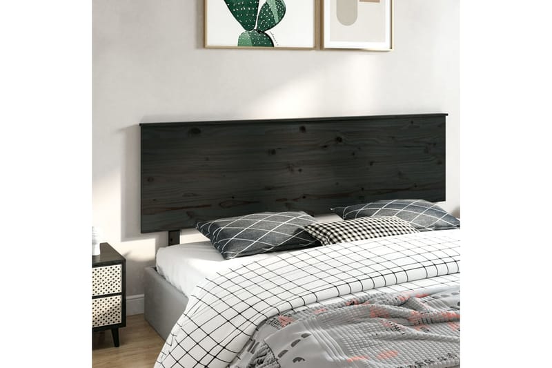 beBasic sengegærde 204x6x82,5 cm massivt fyrretræ sort - Sort - Møbler - Senge - Sengetilbehør & sengegavl - Sengegavle