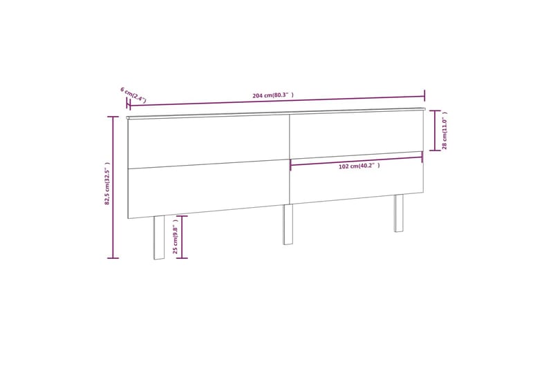beBasic sengegærde 204x6x82,5 cm massivt fyrretræ sort - Sort - Møbler - Senge - Sengetilbehør & sengegavl - Sengegavle