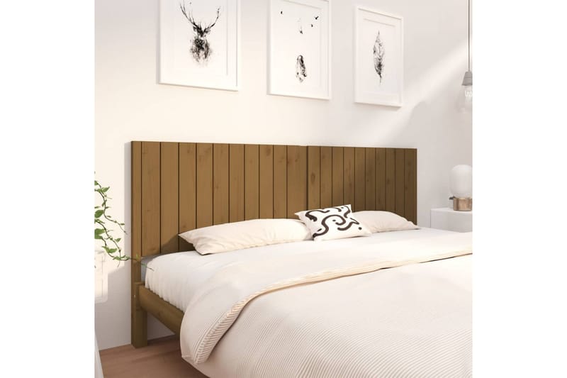 beBasic sengegærde 205,5x4x100 cm massivt fyrretræ gyldenbrun - Brun - Sengegavle