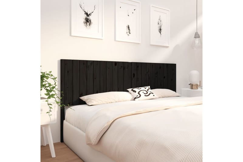 beBasic sengegærde 205,5x4x100 cm massivt fyrretræ sort - Sort - Sengegavle