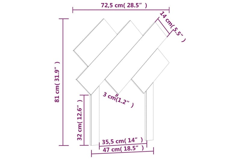 beBasic sengegærde 72,5x3x81 cm massivt fyrretræ - Brun - Sengegavle