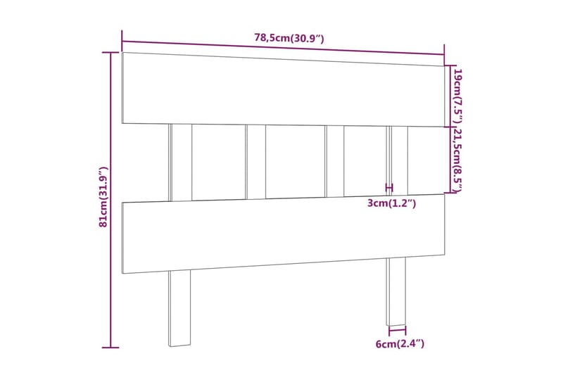 beBasic sengegærde 78,5x3x81 cm massivt fyrretræ sort - Sort - Sengegavle