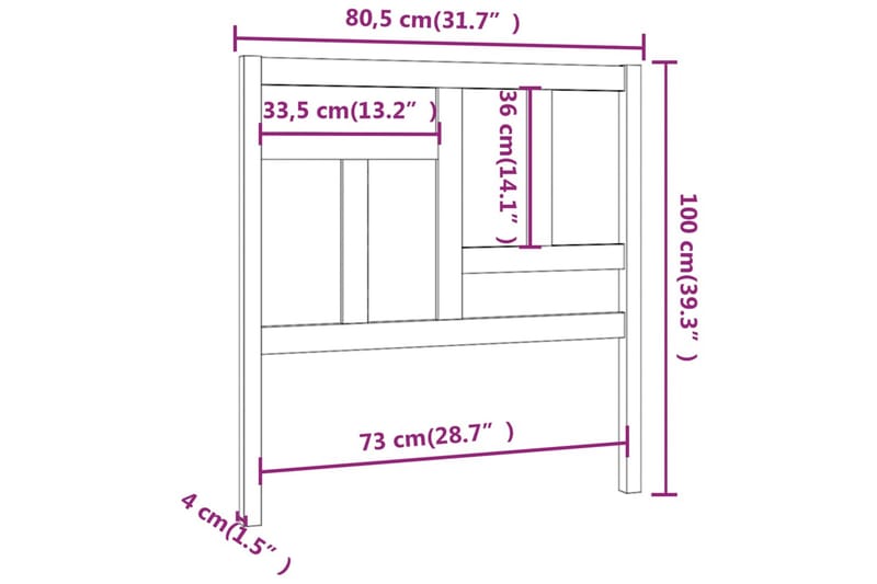 beBasic sengegærde 80,5x4x100 cm massivt fyrretræ - Brun - Sengegavle