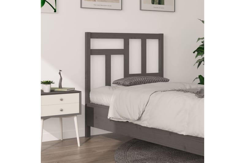 beBasic sengegærde 80,5x4x100 cm massivt fyrretræ grå - GrÃ¥ - Møbler - Senge - Sengetilbehør & sengegavl - Sengegavle