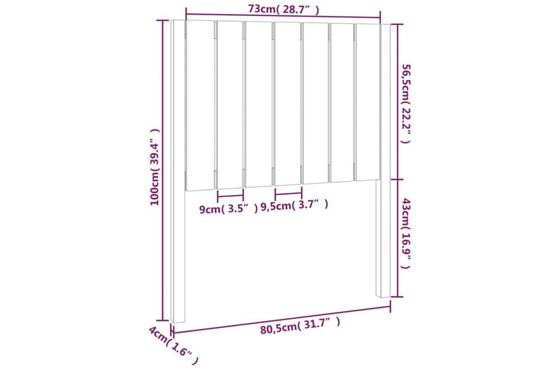 beBasic sengegærde 80,5x4x100 cm massivt fyrretræ gyldenbrun - Brun - Sengegavle