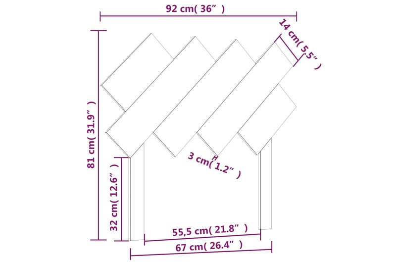 beBasic sengegærde 92x3x81 cm massivt fyrretræ - Brun - Sengegavle