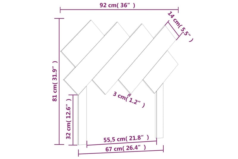 beBasic sengegærde 92x3x81 cm massivt fyrretræ sort - Sort - Sengegavle