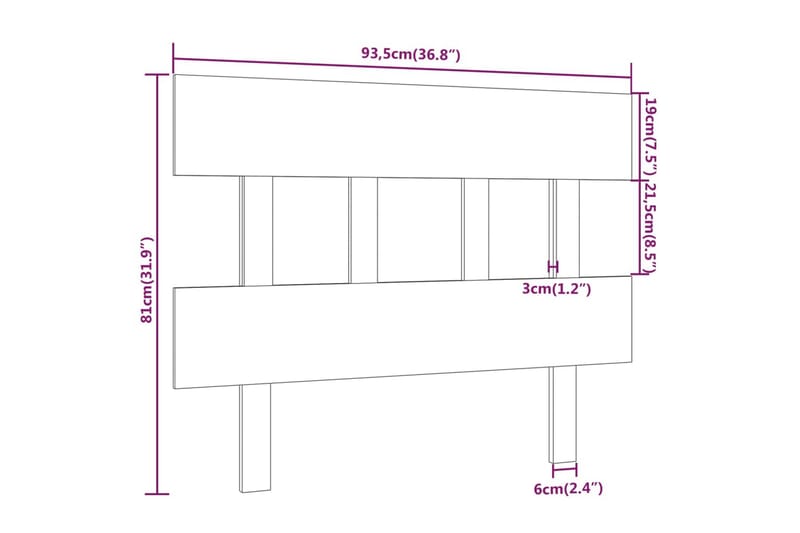 beBasic sengegærde 93,5x3x81 cm massivt fyrretræ - Brun - Møbler - Senge - Sengetilbehør & sengegavl - Sengegavle