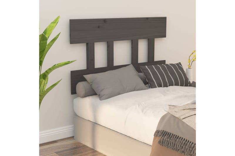 beBasic sengegærde 93,5x3x81 cm massivt fyrretræ grå - GrÃ¥ - Møbler - Senge - Sengetilbehør & sengegavl - Sengegavle