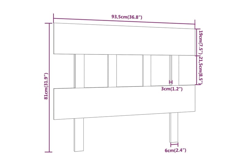 beBasic sengegærde 93,5x3x81 cm massivt fyrretræ grå - GrÃ¥ - Sengegavle