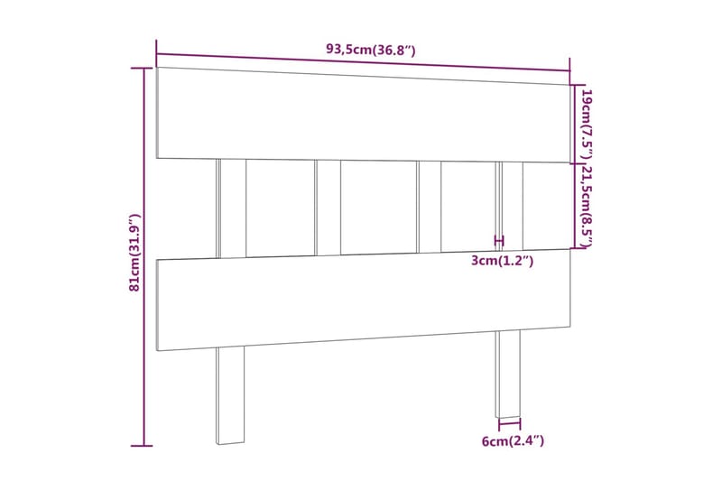 beBasic sengegærde 93,5x3x81 cm massivt fyrretræ gyldenbrun - Brun - Sengegavle