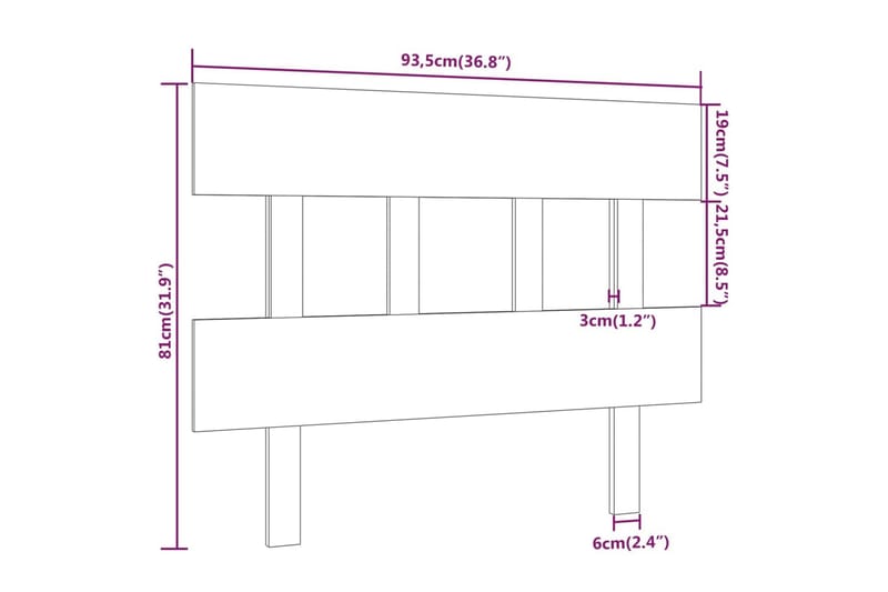 beBasic sengegærde 93,5x3x81 cm massivt fyrretræ hvid - Hvid - Sengegavle