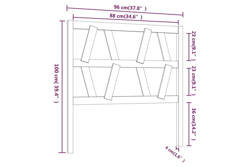 beBasic sengegærde 96x4x100 cm massivt fyrretræ - Brun - Sengegavle