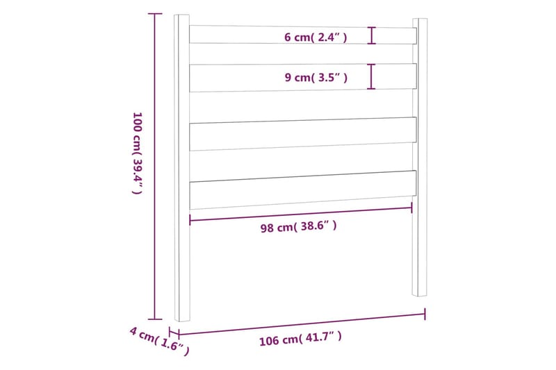 beBasic sengegavl 106x4x100 cm massivt fyrretræ gyldenbrun - Brun - Møbler - Senge - Sengetilbehør & sengegavl - Sengegavle