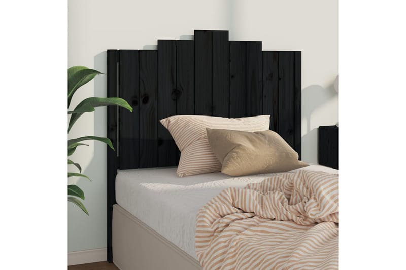 beBasic sengegavl 106x4x110 cm massivt fyrretræ sort - Sort - Sengegavle