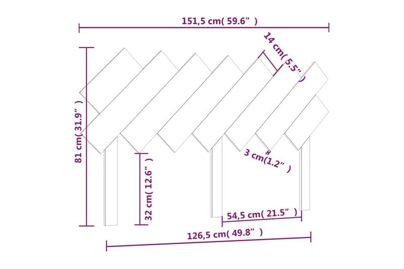 beBasic sengegavl 151,5x3x81 cm massivt fyrretræ gyldenbrun - Brun - Møbler - Senge - Sengetilbehør & sengegavl - Sengegavle