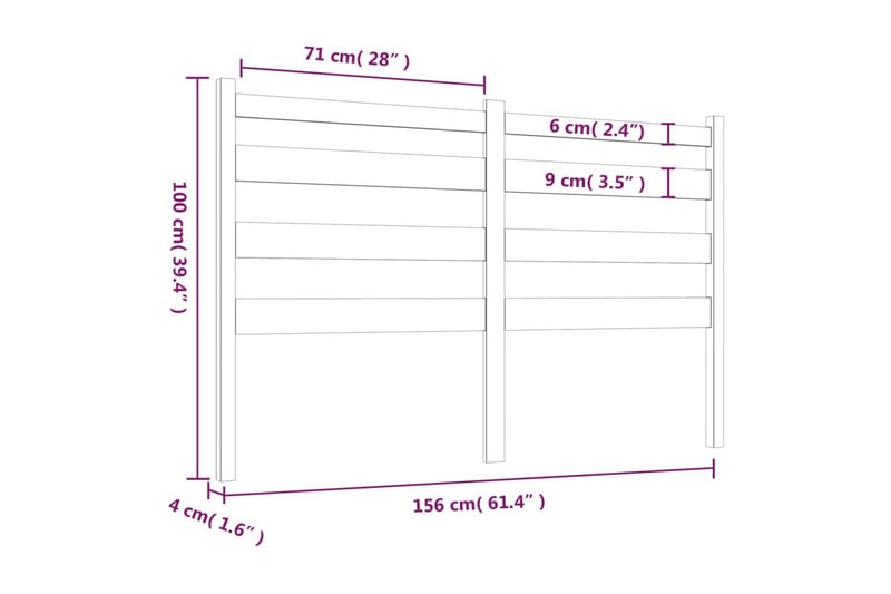beBasic sengegavl 156x4x100 cm massivt fyrretræ grå - GrÃ¥ - Møbler - Senge - Sengetilbehør & sengegavl - Sengegavle