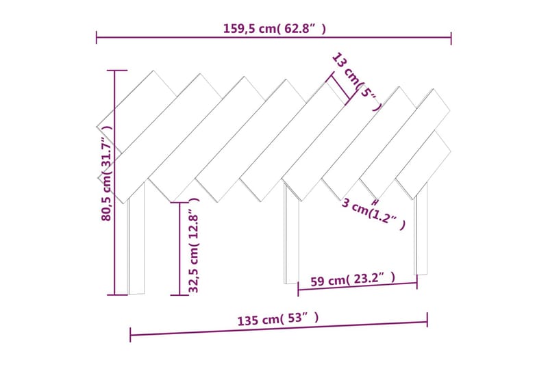 beBasic sengegavl 159,5x3x80,5 cm massivt fyrretræ gyldenbrun - Brun - Sengegavle