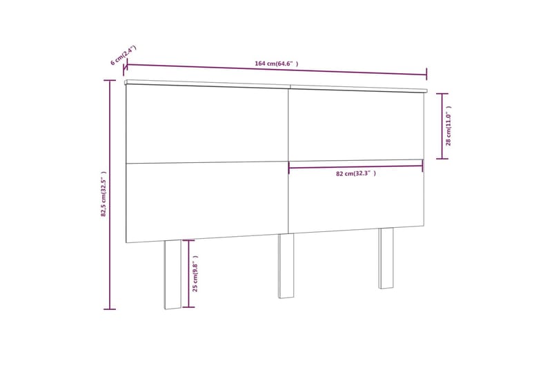beBasic sengegavl 164x6x82,5 cm massivt fyrretræ - Brun - Møbler - Senge - Sengetilbehør & sengegavl - Sengegavle