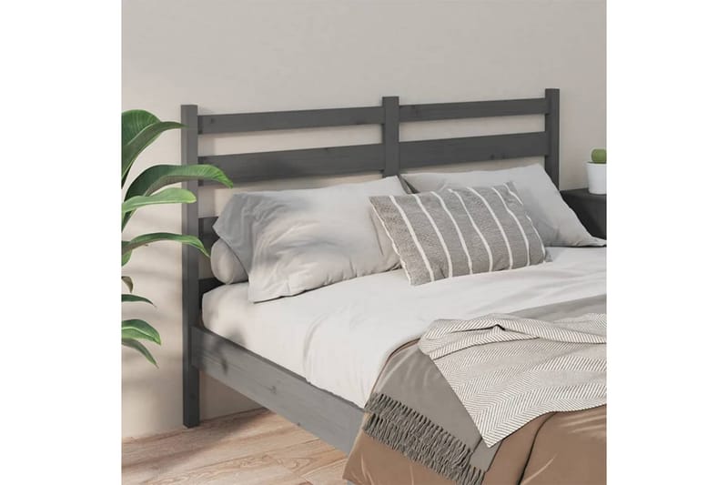 beBasic sengegavl 186x4x100 cm massivt fyrretræ grå - GrÃ¥ - Møbler - Senge - Sengetilbehør & sengegavl - Sengegavle
