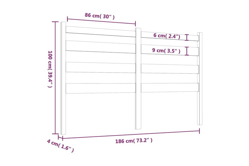 beBasic sengegavl 186x4x100 cm massivt fyrretræ grå - GrÃ¥ - Møbler - Senge - Sengetilbehør & sengegavl - Sengegavle