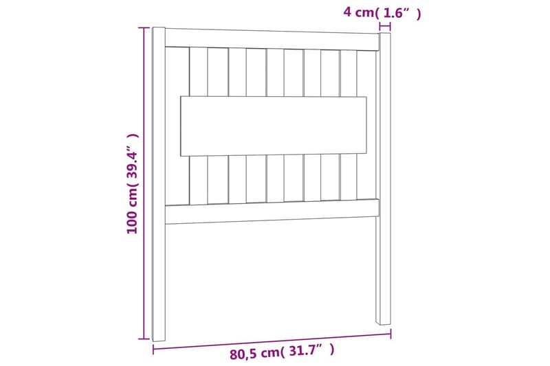 beBasic sengegavl 80,5x4x100 cm massivt fyrretræ - Brun - Møbler - Senge - Sengetilbehør & sengegavl - Sengegavle