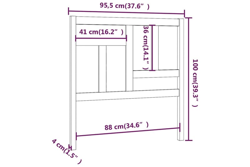 beBasic sengegavl 95,5x4x100 cm massivt fyrretræ - Brun - Møbler - Senge - Sengetilbehør & sengegavl - Sengegavle