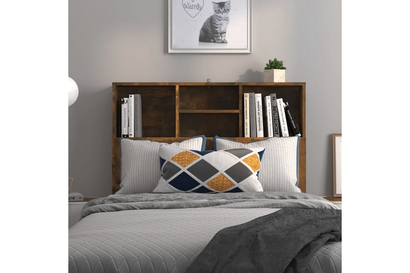 beBasic sengegavl med opbevaring 100x19x103,5 cm røget egetræsfarve - Brun - Møbler - Senge - Sengetilbehør & sengegavl - Sengegavle