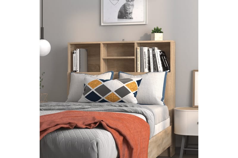 beBasic sengegavl med opbevaring 100x19x103,5 cm sonoma-eg - Brun - Møbler - Senge - Sengetilbehør & sengegavl - Sengegavle