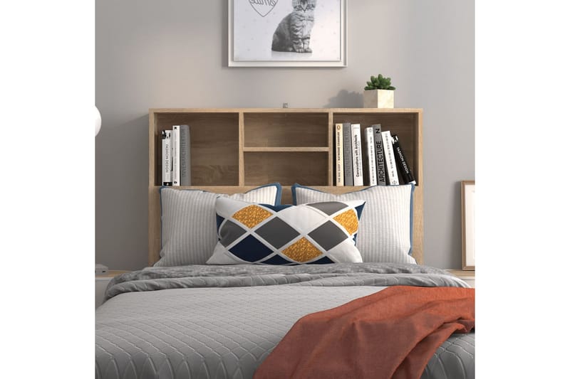 beBasic sengegavl med opbevaring 100x19x103,5 cm sonoma-eg - Brun - Møbler - Senge - Sengetilbehør & sengegavl - Sengegavle
