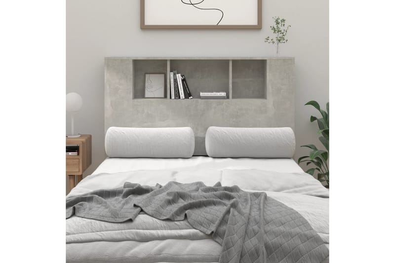 beBasic sengegavl med opbevaring 120x18,5x104,5 cm betongrå - GrÃ¥ - Sengegavle