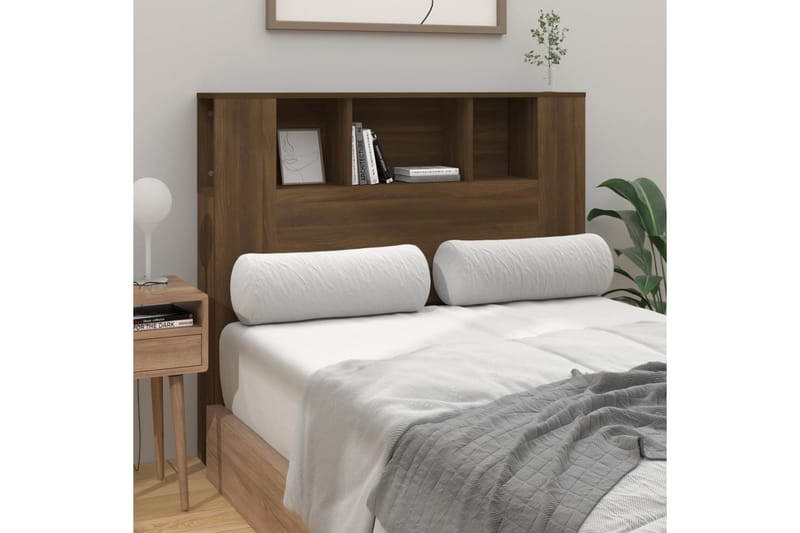 beBasic sengegavl med opbevaring 120x18,5x104,5 cm brun egetræsfarve - Brun - Sengegavle
