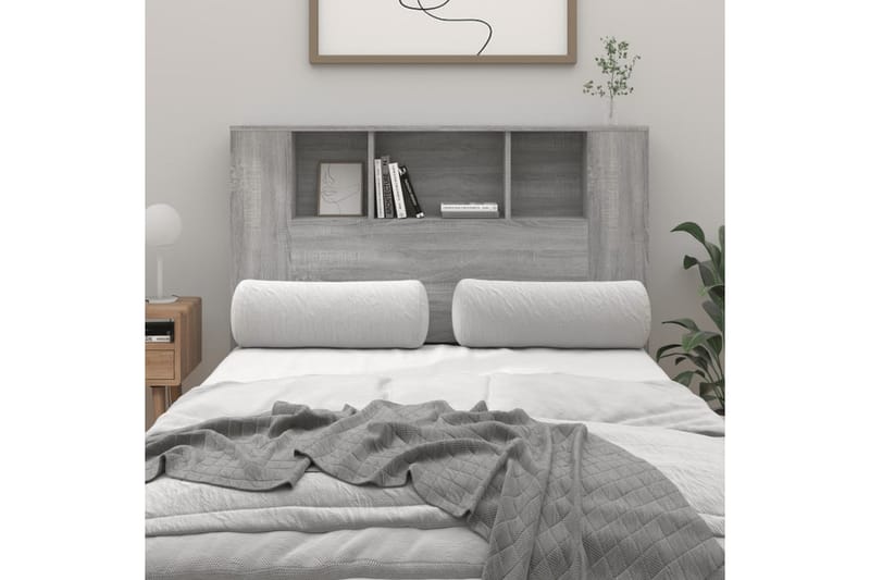 beBasic sengegavl med opbevaring 120x18,5x104,5 cm grå sonoma-eg - GrÃ¥ - Sengegavle