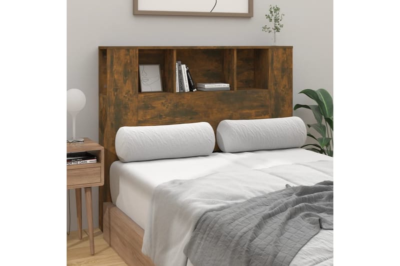 beBasic sengegavl med opbevaring 120x18,5x104,5 cm røget egetræsfarve - Brun - Sengegavle