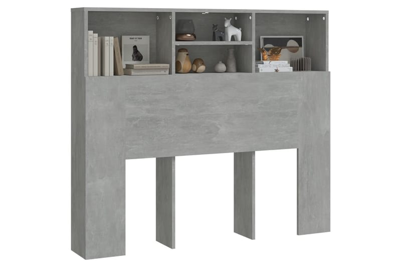 beBasic sengegavl med opbevaring 120x19x103,5 cm betongrå - GrÃ¥ - Møbler - Senge - Sengetilbehør & sengegavl - Sengegavle