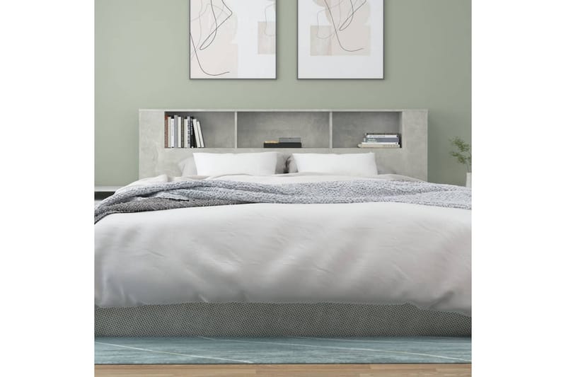 beBasic sengegavl med opbevaring 200x18,5x104,5 cm betongrå - GrÃ¥ - Møbler - Senge - Sengetilbehør & sengegavl - Sengegavle