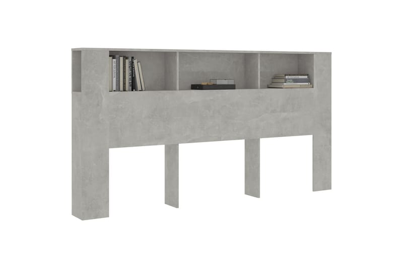 beBasic sengegavl med opbevaring 200x18,5x104,5 cm betongrå - GrÃ¥ - Møbler - Senge - Sengetilbehør & sengegavl - Sengegavle