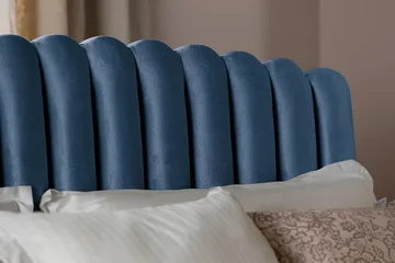 Davia Senggavel 140 cm - Mørkeblå/Velour - Møbler - Senge - Sengetilbehør & sengegavl - Sengegavle
