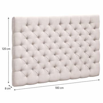 Joluma Polstret Sengegavl & Hovedgavl 180 cm i Plys med Knapper - Lys Beige - Møbler - Senge - Sengetilbehør & sengegavl - Sengegavle