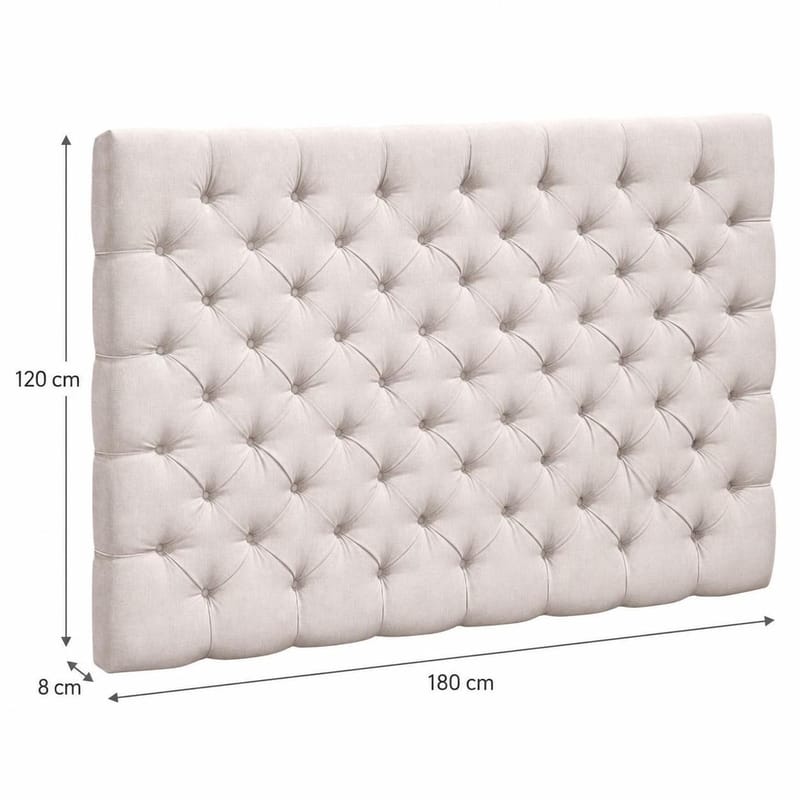 Joluma Polstret Sengegavl & Hovedgavl 180 cm i Plys med Knapper - Lys Beige - Møbler - Senge - Sengetilbehør & sengegavl - Sengegavle