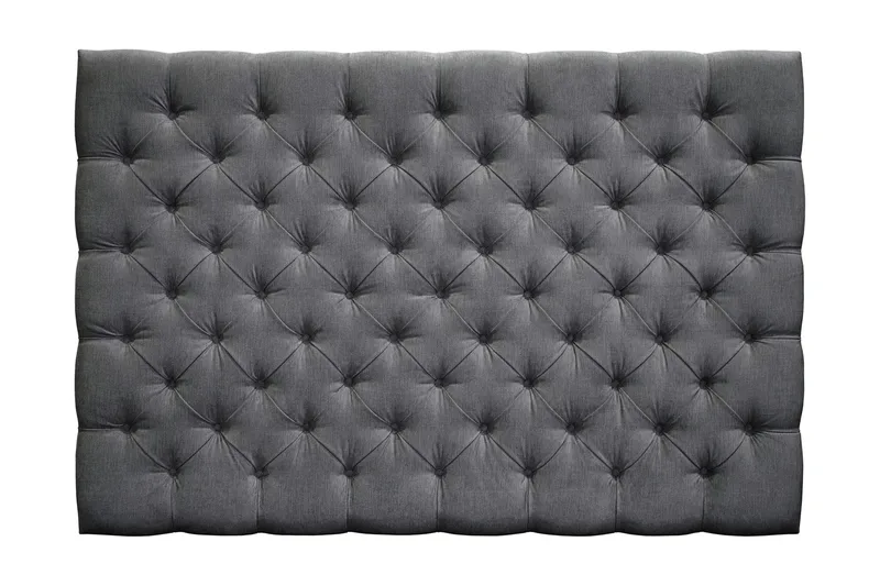 Joluma Polstret Sengegavl & Hovedgavl 180 cm i Stof med Knapper, Mørkegrå