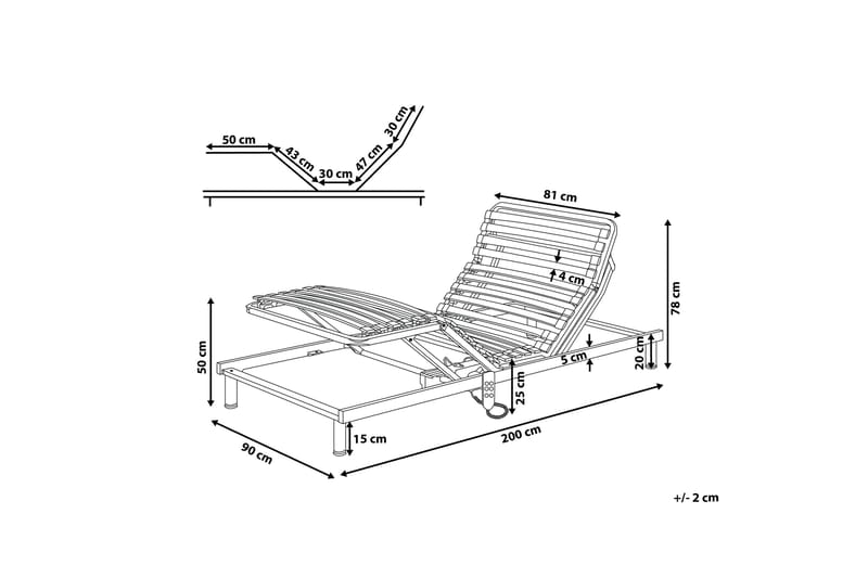 Comfort lameller 90 | 200 cm - Grå - Lamelbunde