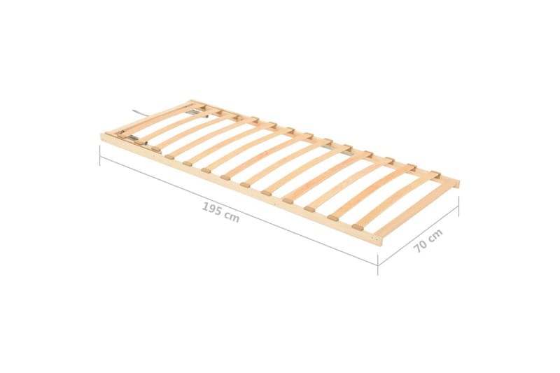 lamelbund med 13 lameller justerbar hovedende 70x200 cm - Brun - Møbler - Senge - Sengetilbehør & sengegavl - Lamelbunde