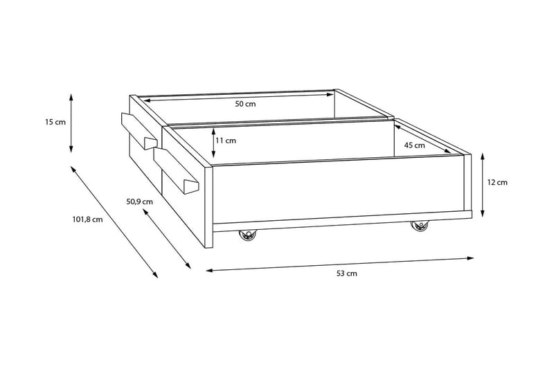 Ahmetbay Sengeskuffe 2 stk - Grå/Brun - Møbler - Senge - Sengetilbehør & sengegavl - Opbevaring til senge