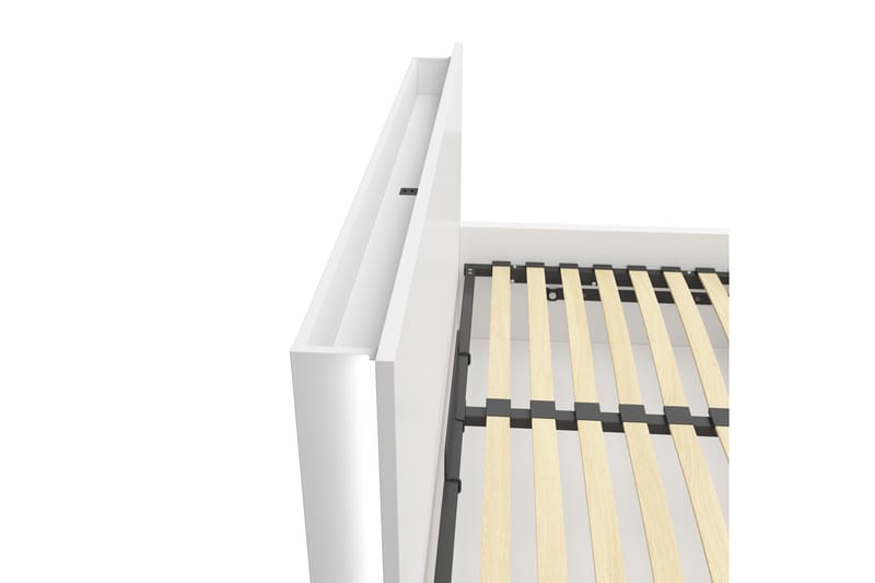 Alginet Sengeskinne 12x138 cm med USB - Natur / hvid Højglans - Opbevaring til senge - Hylder & Reoler