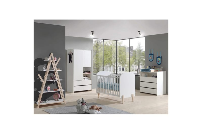 Baby Seng med Kommode Skiftetop Garderobeskab Reol Kiddy 2-dørs - 2-dørs - Møbler - Senge - Sengetilbehør & sengegavl - Opbevaring til senge