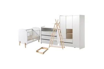 Baby Seng med Kommode Skiftetop Garderobeskab Reol Kiddy 3-døre - 3-døre - Møbler - Senge - Sengetilbehør & sengegavl - Opbevaring til senge
