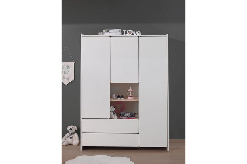 Baby Seng med Kommode Skiftetop Garderobeskab Reol Kiddy 3-døre - 3-døre - Møbler - Senge - Sengetilbehør & sengegavl - Opbevaring til senge